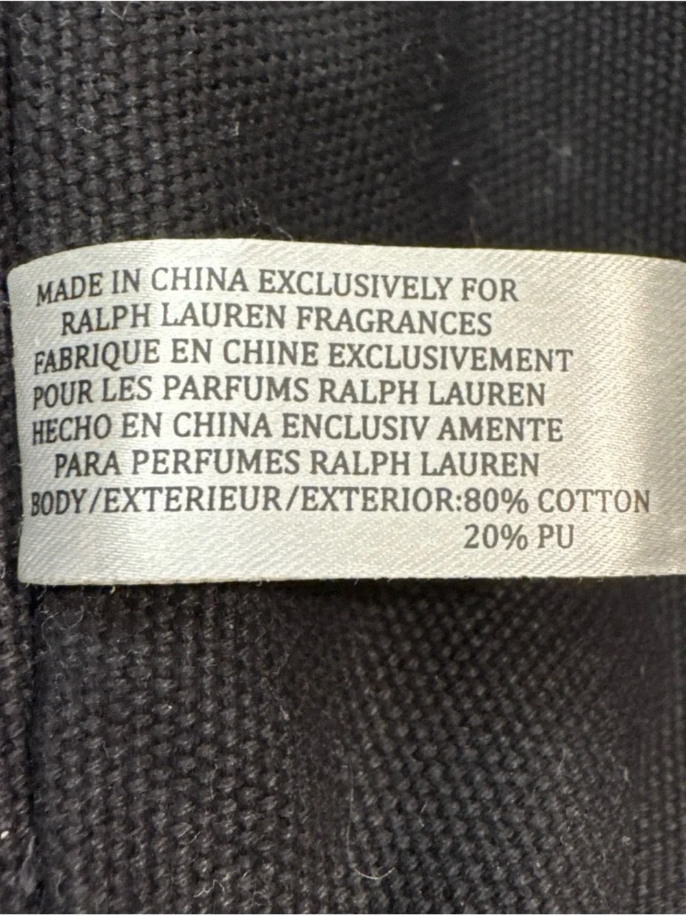 Ralph Lauren Black Canvas Tote Bag with Removable Strap